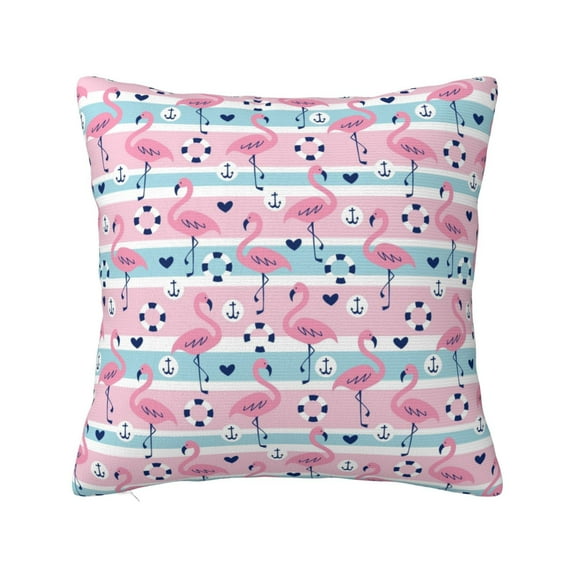 Yiaed Striped Flamingo Print Pillow Covers Super Soft Decorative Square Throw Pillow Covers Case Cushion Covers for Sofa Couch Bedroom Car Decor(No pillow core)-24"x24"