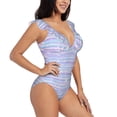 thumbnail image 1 of Yiaed Striped Gradient Print Women's Ruffled One Piece Swimsuit V Neck Swimwear Slimming Monokini for Woman-Small, 1 of 8
