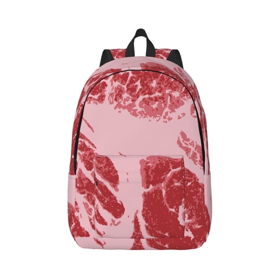 Yiaed Striped Meat Print Backpack, Premium Laptop Backpack, Travel Backpack for Women, Lightweight Backpacks, Comfortable Back Pack-Small