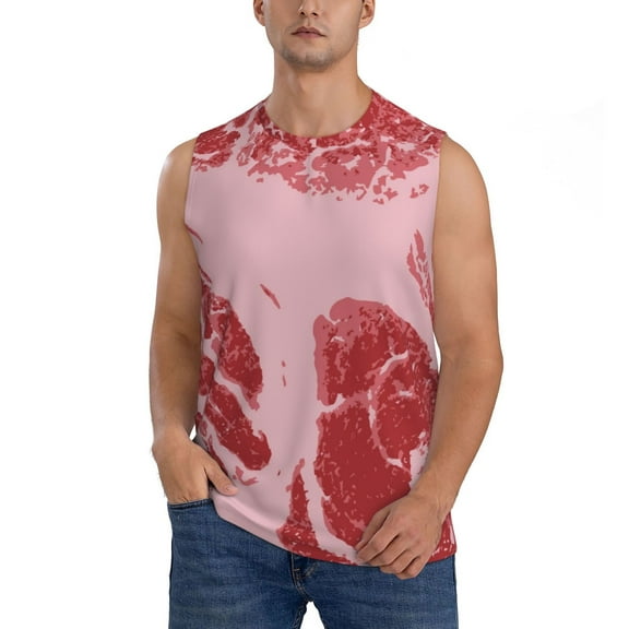 Yiaed Striped Meat Print Men's Singlet Vests Summer Running Muscle Tank Tops Gym Undershirt Round Neck Sleeveless for man