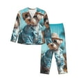 thumbnail image 1 of Yiaed Stylish Dog in Denim Outfit Print Pajamas Women's Long Sleeve Sleepwear Soft Button Down Loungewear Pjs Lounge Set Nightwear Womens Pajama Pants-Medium, 1 of 7