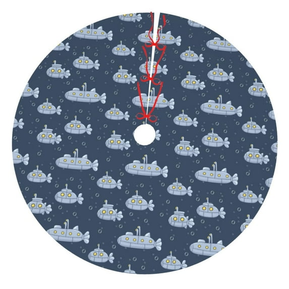 Yiaed Submarine With Periscope Print Christmas Tree Skirt , Tree SkirtsTree Mat for Christmas Winter Holiday Indoor Decorations-48"