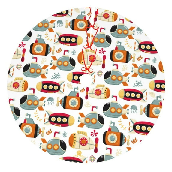 Yiaed Submarines Print Christmas Tree Skirt , Tree SkirtsTree Mat for Christmas Winter Holiday Indoor Decorations-36"