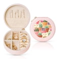 thumbnail image 1 of Yiaed Succulent And Cactus Print Travel Jewelry Case Bridesmaid Gift Boxes Jewelry Travel Organizer Small Round Jewelry Box Mini Storage-Pink, 1 of 7