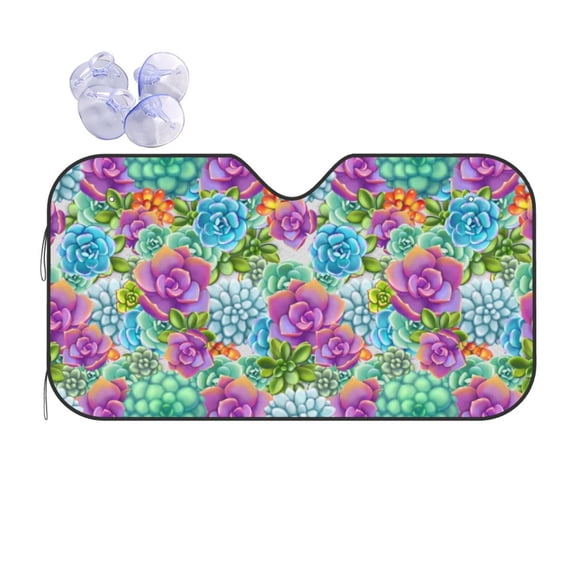 Yiaed Succulents Print Car Windshield Sunshade Front Auto Car Front Window Sun Shade Foldable Sun Visor Shield Cover Auto Accessories for Sedan SUV Truck-Small