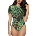 thumbnail image 1 of Yiaed Succulents Print Women's Waist-Cinching Short-Sleeved Onesie,Elastic Onesiet,Snaps At Bottom,Easy To Put On And Take Off for Wome Bodysuit -XX-Large, 1 of 8
