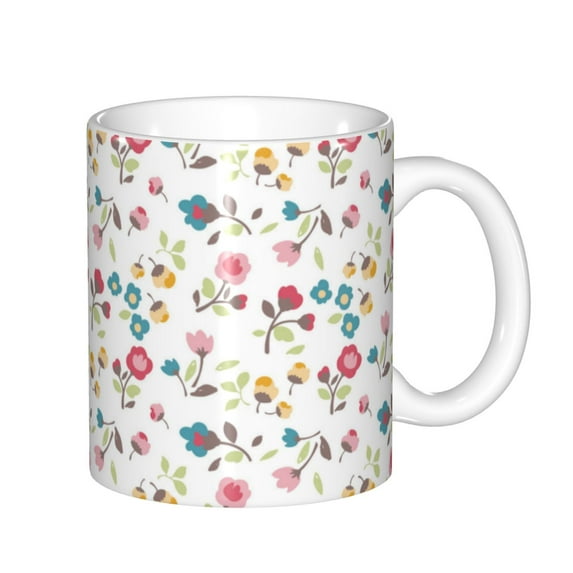 Yiaed Summer Floral Print Ceramics Coffee,Large Handle Design,Extra Large Tea and Coffee Cup for Office and Home Mugs