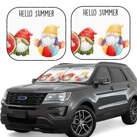 Yiaed Summer Gnome Print Car Front Windshield Sun Shade,Foldable Anti-UV Car Sunshade for Front Window for Most Vehicles-Medium