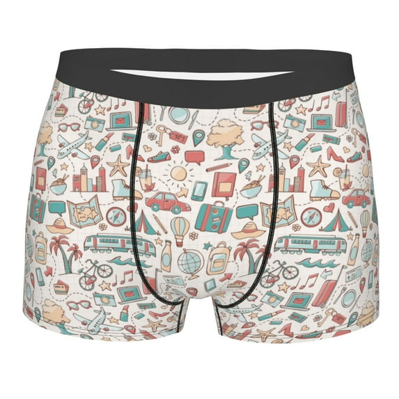 Yiaed Summer Life Print Men's Soft Cotton Boxer Shorts Breathable Boxers Underwear Moisture-Wicking Underwear Stretch Boxer Briefs for Man-Medium