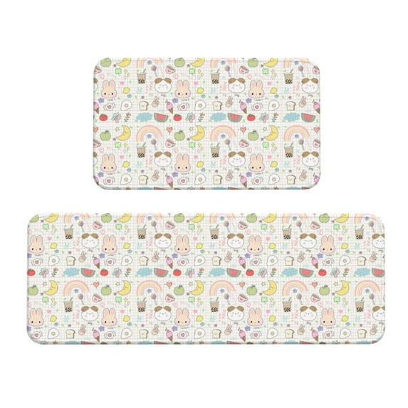 Yiaed Summer Rabbit Kitchen Rugs Sets of 2 Kitchen Mats Cushioned Anti Fatigue Kitchen Rug Tapetes Para Cocina for Sink,Laundry Room