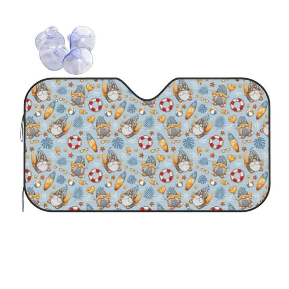 Yiaed Summer Time With Gnome Print Car Windshield Sunshade Front Auto Car Front Window Sun Shade Foldable Sun Visor Shield Cover Auto Accessories for Sedan SUV Truck-Medium