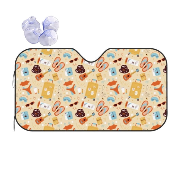 Yiaed Summer Travel Print Car Windshield Sunshade Front Auto Car Front Window Sun Shade Foldable Sun Visor Shield Cover Auto Accessories for Sedan SUV Truck-Small