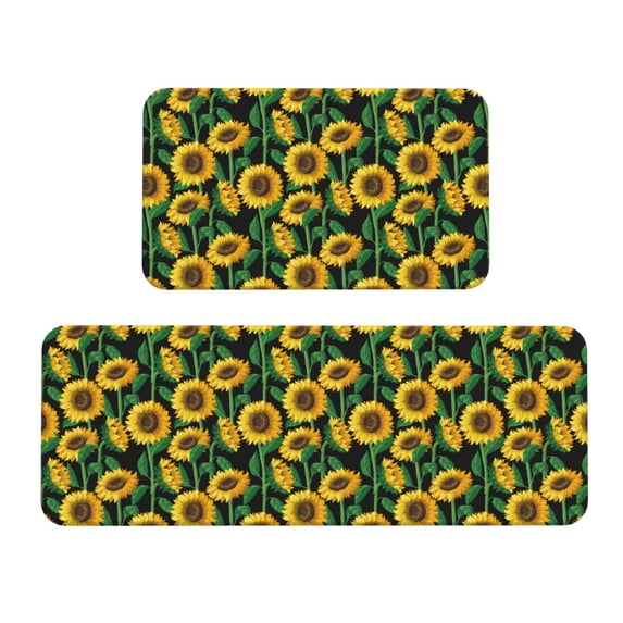 Yiaed Sunflower 1 Kitchen Rugs Sets of 2 Kitchen Mats Cushioned Anti Fatigue Kitchen Rug Tapetes Para Cocina for Sink,Laundry Room