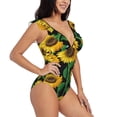 thumbnail image 1 of Yiaed Sunflower 1 Print Women's Ruffled One Piece Swimsuit V Neck Swimwear Slimming Monokini for Woman-X-Large, 1 of 8