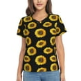 thumbnail image 1 of Yiaed Sunflower (2) Print Women's T Shirt V-Neck Short Sleeve Shirt Casual Breathable Tee Summer Tops-3X-Large, 1 of 5