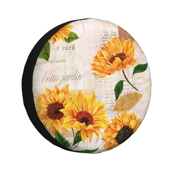 Yiaed Sunflower 5 Print Tire Wheel Cover, Waterproof Spare Tire Cover Fit for Jeep, Truck,Trailer, RV, SUV, Camper and Most Vehicle-14 inch
