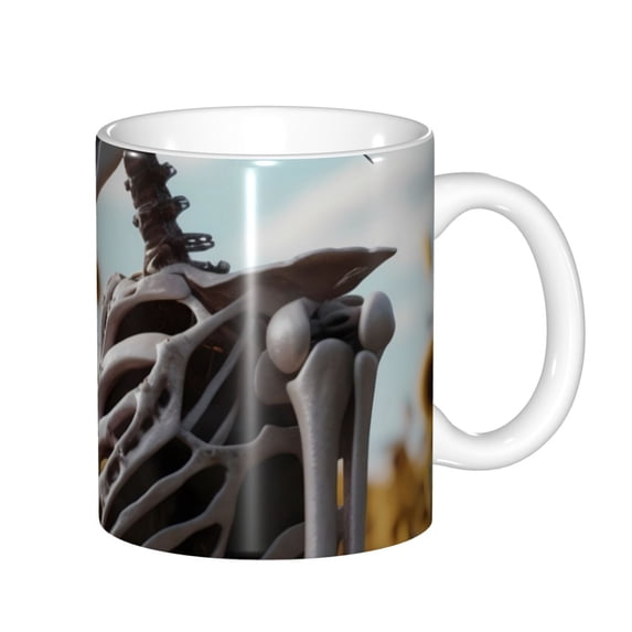 Yiaed Sunflower Butterfly Skull Print Ceramics Coffee,Large Handle Design,Extra Large Tea and Coffee Cup for Office and Home Mugs