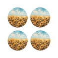 thumbnail image 1 of Yiaed Sunflower Field Bliss Print Leather Coasters for Drinks - Cup Coasters Coffee Table Kitchen Table Bar, Home & Office Gifts Handmade Drink Coasters-Round Shape, 1 of 6