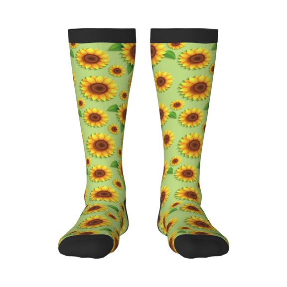 Yiaed Sunflower Leaves Print Great elasticity Adult Stockings Sports socks for Men and Women