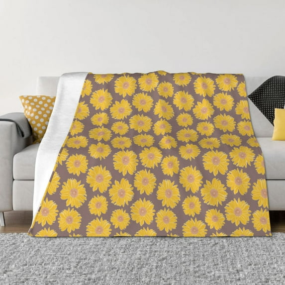Yiaed Sunflower Print Blanket Throw Blanket Soft Cozy Flannel Blanket for Home Bed Sofa Couch Chair-60"x50"