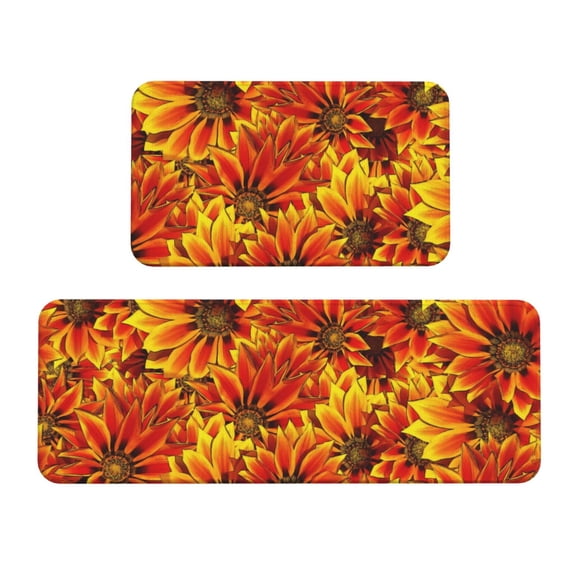 Yiaed Sunflower4 Kitchen Rugs Sets of 2 Kitchen Mats Cushioned Anti Fatigue Kitchen Rug Tapetes Para Cocina for Sink,Laundry Room
