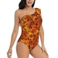 thumbnail image 1 of Yiaed Sunflower4 Print Women One Piece Swimsuits Tummy Control One Shoulder Bathing Suits Pattern Ruffle Swimwear-Small, 1 of 8