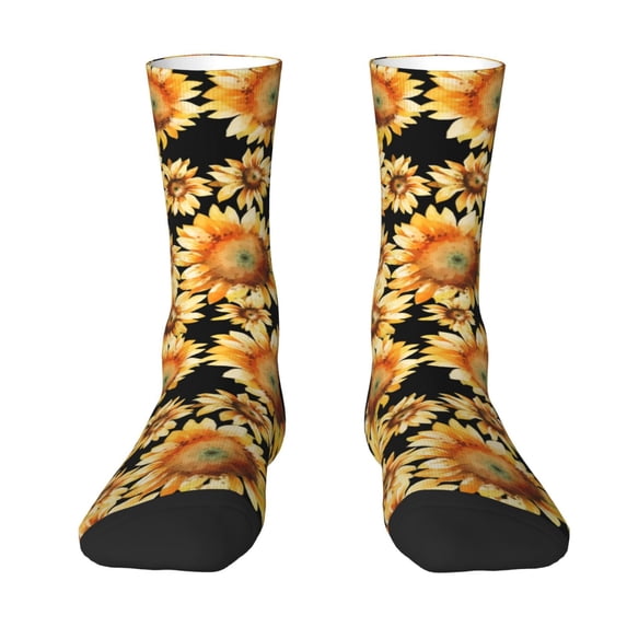 Yiaed Sunflowers 1 Print Great elasticity Crew Socks Sports socks for Men and Women