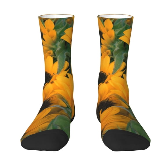 Yiaed Sunflowers 7 Print Great elasticity Crew Socks Sports socks for Men and Women