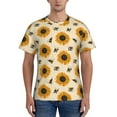thumbnail image 1 of Yiaed Sunflowers And Bee Print Mens Short Sleeve Tight Fit T-Shirt, Crewneck Casual Tee-X-Large, 1 of 5