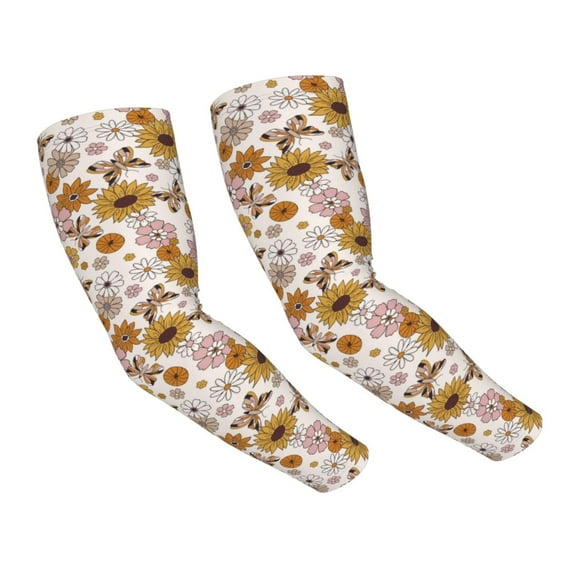 Yiaed Sunflowers And Butterflies Print Arm Sleeves,Cooling UV Sun Protection Sports Compression for Men/Women