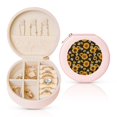 thumbnail image 1 of Yiaed Sunflowers And Bww Print Travel Jewelry Case Bridesmaid Gift Boxes Jewelry Travel Organizer Small Round Jewelry Box Mini Storage-Pink, 1 of 7