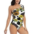 thumbnail image 1 of Yiaed Sunflowers Country Print Women One Piece Swimsuits Tummy Control One Shoulder Bathing Suits Pattern Ruffle Swimwear-X-Large, 1 of 8