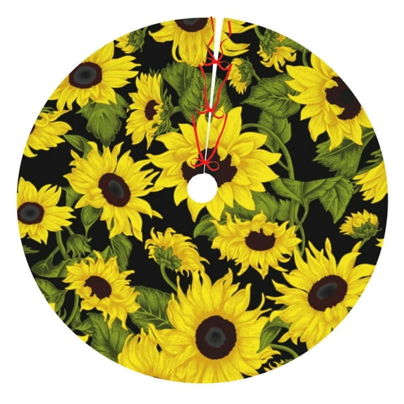 Yiaed Sunflowers In Vintage Print Christmas Tree Skirt , Tree SkirtsTree Mat for Christmas Winter Holiday Indoor Decorations-36"