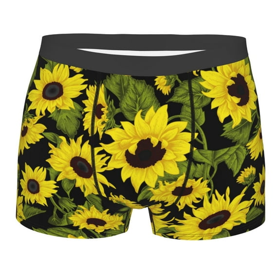 Yiaed Sunflowers In Vintage Print Men's Soft Cotton Boxer Shorts Breathable Boxers Underwear Moisture-Wicking Underwear Stretch Boxer Briefs for Man-Medium