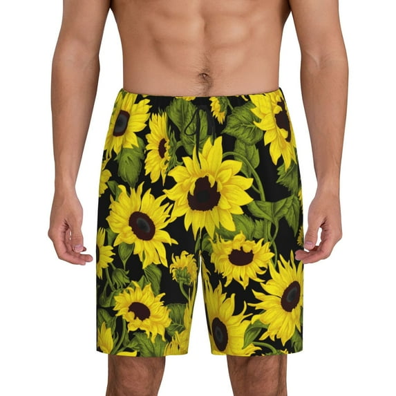 Yiaed Sunflowers In Vintage for Men's Soft Sleep Pajama Short Lounging Pajama Shorts-4X-Large