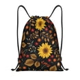 thumbnail image 1 of Yiaed Sunflowers Leaves Print Drawstring Bags Drawstring Backpack Bulk String Back Pack Gym Sport Bag-Medium, 1 of 5