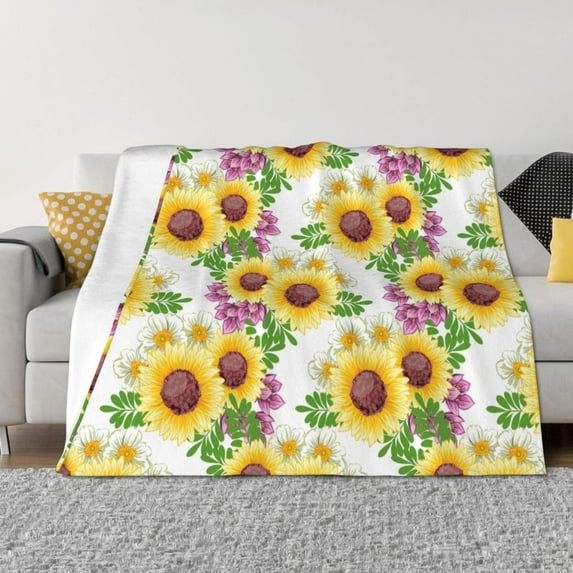 Yiaed Sunflowers Print Blanket Throw Blanket Soft Cozy Flannel Blanket for Home Bed Sofa Couch Chair-40"x30"
