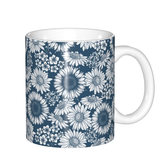 Yiaed Sunflowers Print Ceramics Coffee,Large Handle Design,Extra Large Tea and Coffee Cup for Office and Home Mugs