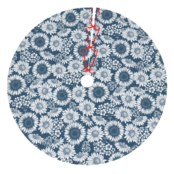 Yiaed Sunflowers Print Christmas Tree Skirt , Tree SkirtsTree Mat for Christmas Winter Holiday Indoor Decorations-48"