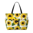 thumbnail image 1 of Yiaed Sunflowers Print Large Capacity Beach Travel Bag - Waterproof Zipper Vacation Tote for Sandproof Storage, and Camping, 1 of 5