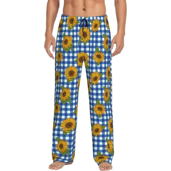 Yiaed Sunflowers Print Men's Lounge Pants, Loose PJ Bottoms, Long Pajama Pants for Men-X-Large