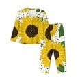 thumbnail image 1 of Yiaed Sunflowers Print Pajamas Women's Long Sleeve Sleepwear Soft Button Down Loungewear Pjs Lounge Set Nightwear Womens Pajama Pants-Large, 1 of 7