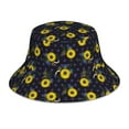 thumbnail image 1 of Yiaed Sunflowers Print Reflective Stripe Bucket Hat Unisex Funny Outdoor Fisherman Cap Beach Sun Hat, 1 of 5