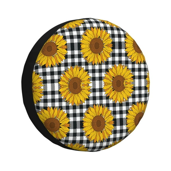 Yiaed Sunflowers Print Tire Wheel Cover, Waterproof Spare Tire Cover Fit for Jeep, Truck,Trailer, RV, SUV, Camper and Most Vehicle-15 inch