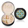 thumbnail image 1 of Yiaed Sunflowers Print Travel Jewelry Case Bridesmaid Gift Boxes Jewelry Travel Organizer Small Round Jewelry Box Mini Storage-Black, 1 of 7