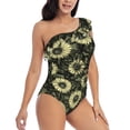 thumbnail image 1 of Yiaed Sunflowers Print Women One Piece Swimsuits Tummy Control One Shoulder Bathing Suits Pattern Ruffle Swimwear-Small, 1 of 8