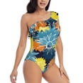 thumbnail image 1 of Yiaed Sunflowers Print Women One Piece Swimsuits Tummy Control One Shoulder Bathing Suits Pattern Ruffle Swimwear-XX-Large, 1 of 8