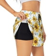 thumbnail image 1 of Yiaed Sunflowers Print Women's Running Shorts with Liner 3 Zipper Pockets Elastic Workout Athletic Gym Yoga Shorts-Medium, 1 of 7