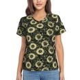 thumbnail image 1 of Yiaed Sunflowers Print Women's T Shirt V-Neck Short Sleeve Shirt Casual Breathable Tee Summer Tops-XX-Large, 1 of 5