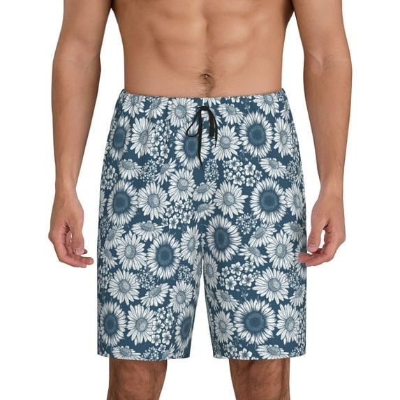 Yiaed Sunflowers for Men's Soft Sleep Pajama Short Lounging Pajama Shorts-X-Large
